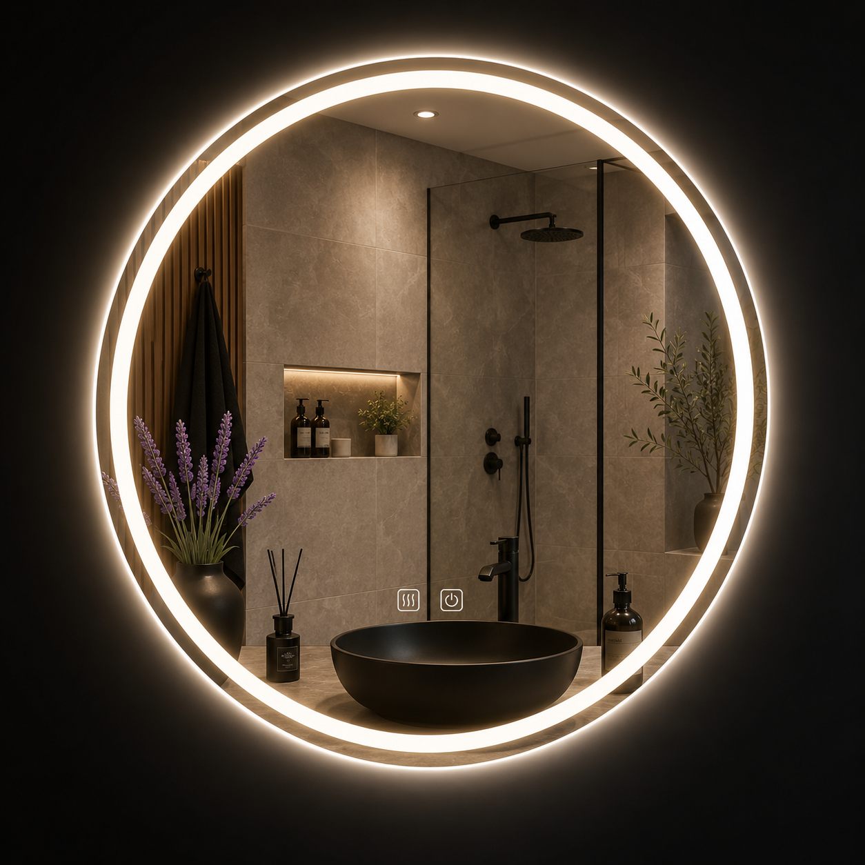 LED Badspiegel BAS Rund 70 cm – Anti-Beschlag & Hintergrundbeleuchtung