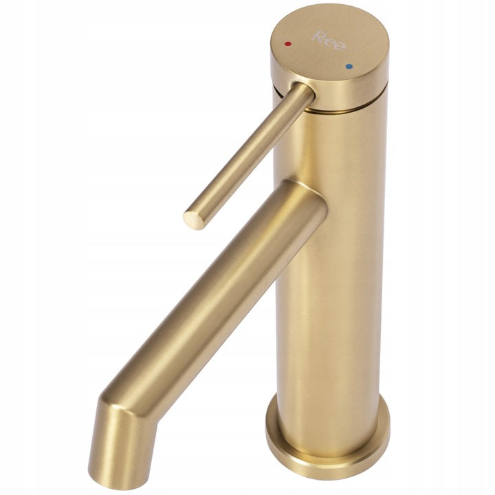 Brushed Gold Basin Mixer – Low Profile | Modern Bathroom Tap