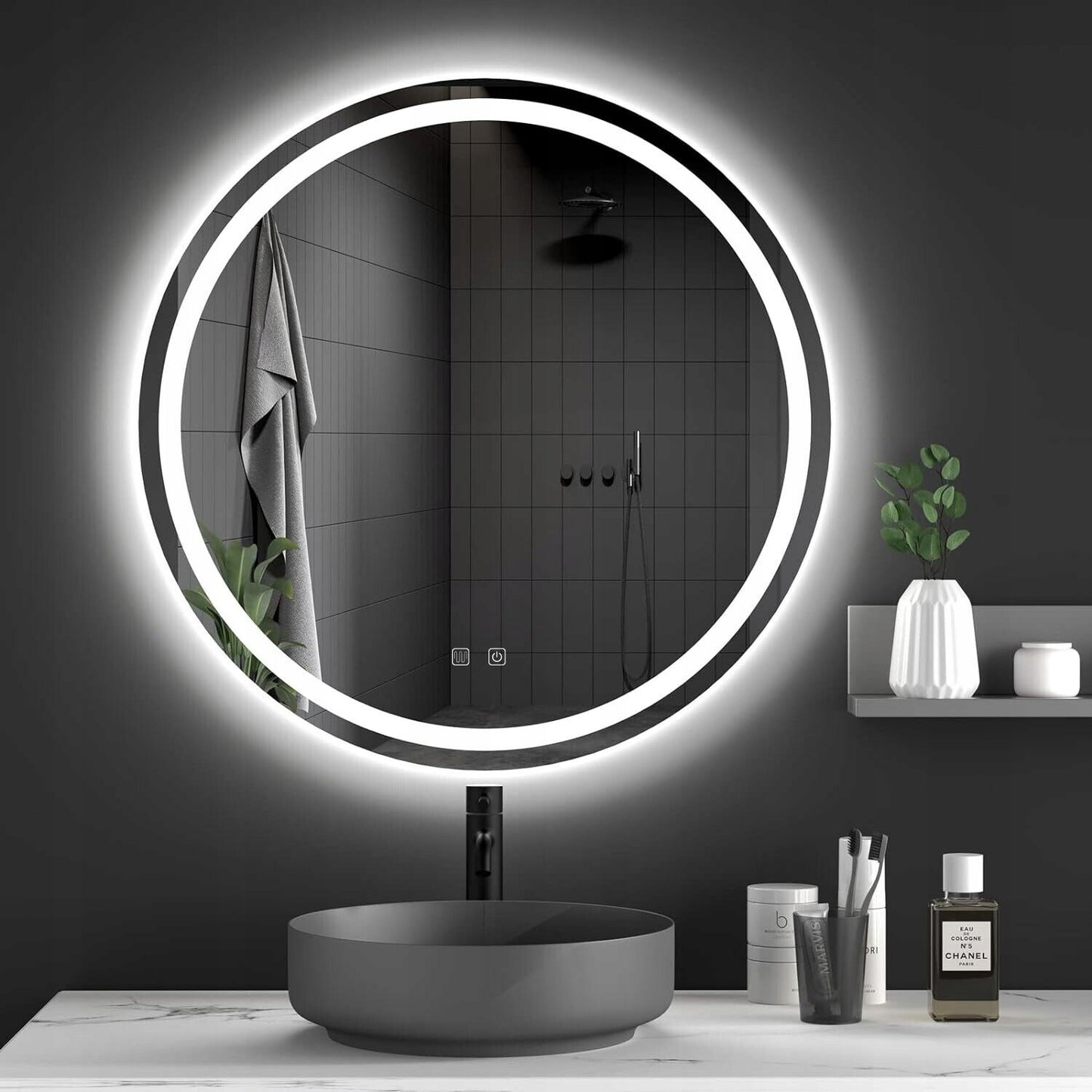 70cm Round LED Bathroom Mirror – Anti-Fog & Backlit