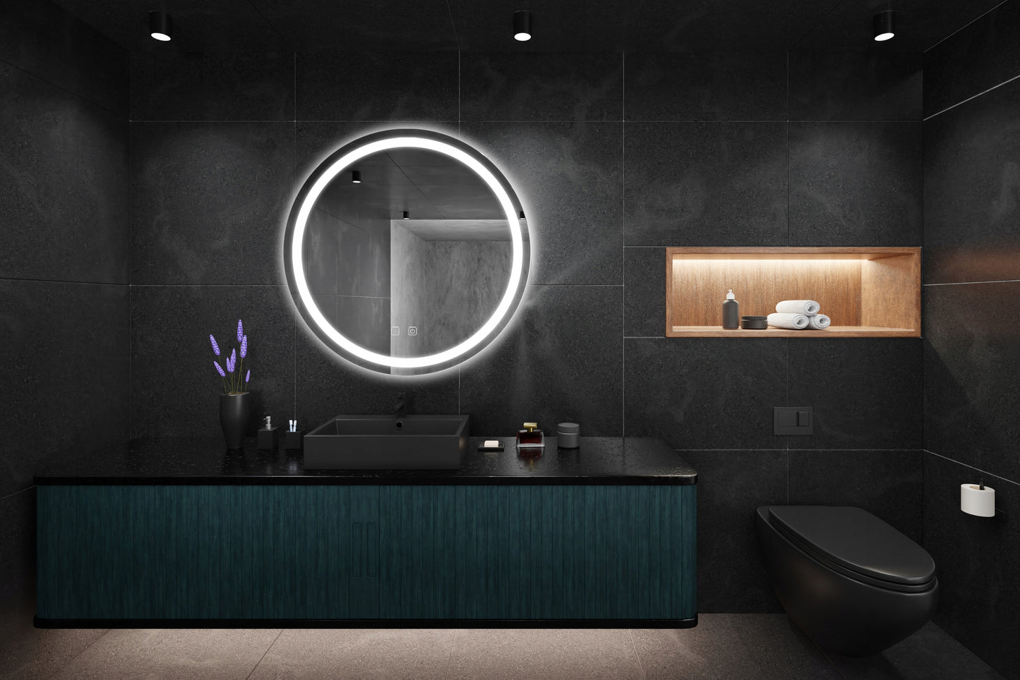 70cm Round LED Bathroom Mirror – Anti-Fog & Backlit