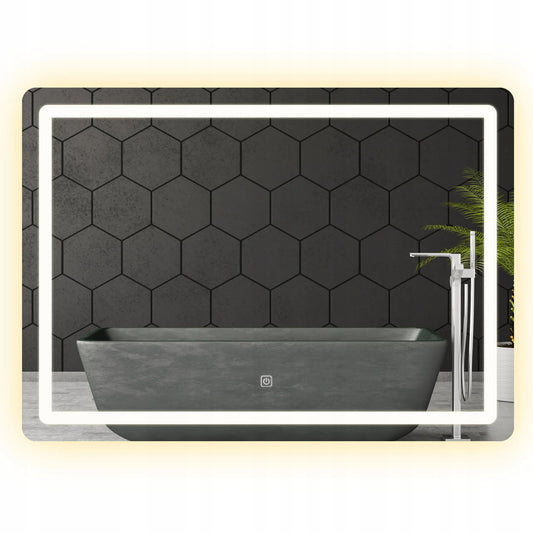 80x60cm Rectangular LED Bathroom Mirror – Touch Sensor & 3 Light Colors